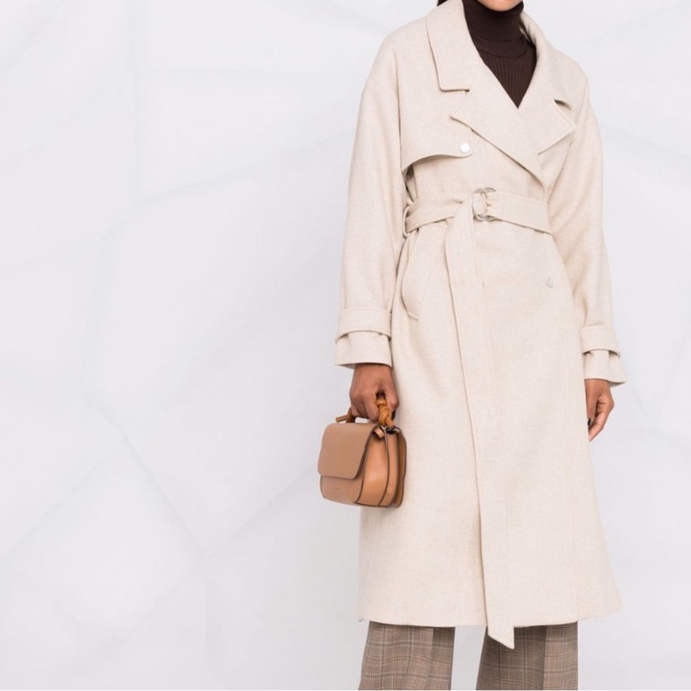 BA&SH Lainy Belted Wool Coat -  Off White - US size 6